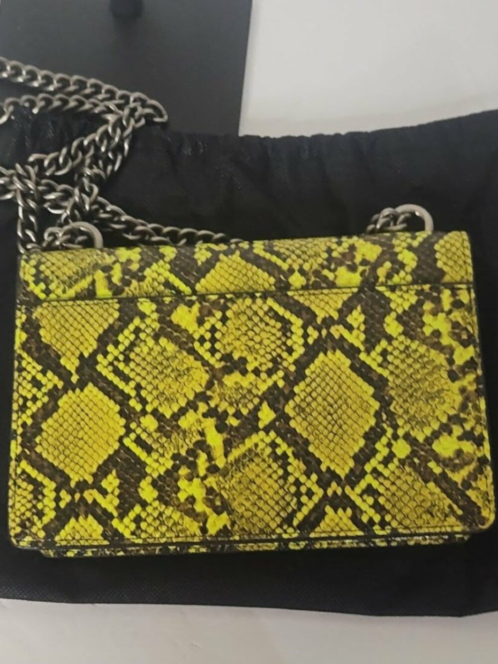 Kurt Geiger Shoreditch Small Crossbody Snake Print Neon Yellow GORGEOUS - Picture 7 of 10